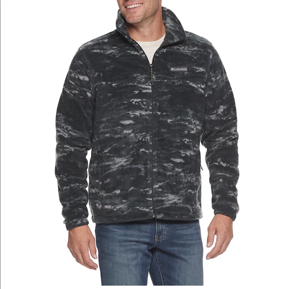 COLUMBIA Men’s Steen Mountain Holiday Abstract Primt Gray Fleece zip up NWT S